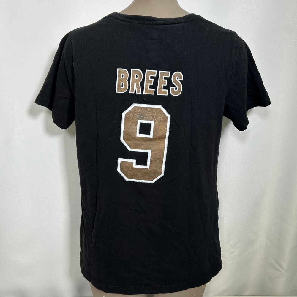 Drew Brees #9 New Orleans Saints Majestic Black Jersey T-Shirt Women's MEDIUM